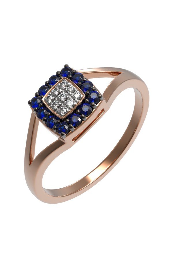 Кольцо из золота c бриллиантами и сапфиром