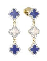 Серьги из лимонного золота c бриллиантами, лазуритом и перламутром