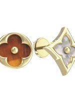 Серьги из лимонного золота c тигровым глазом и перламутром