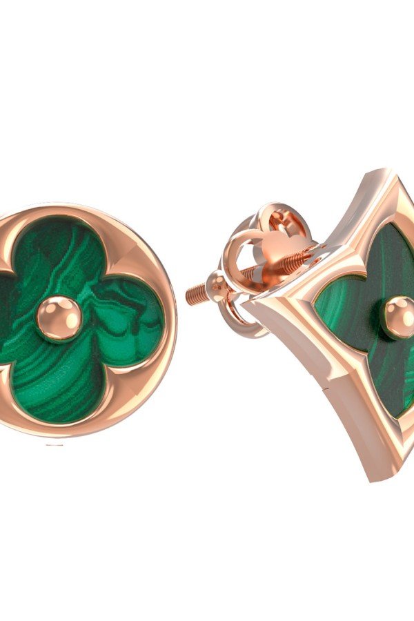 Серьги из золота c малахитом