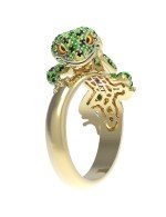 Кольцо из лимонного золота c эмалью и рубином