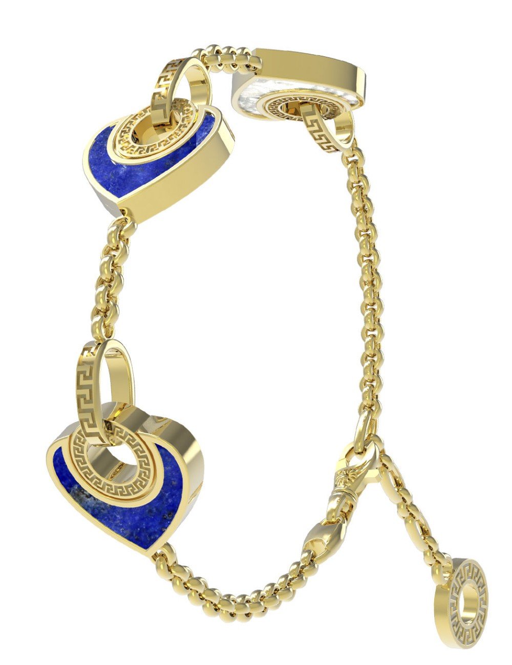 Браслет из лимонного золота c лазуритом и перламутром