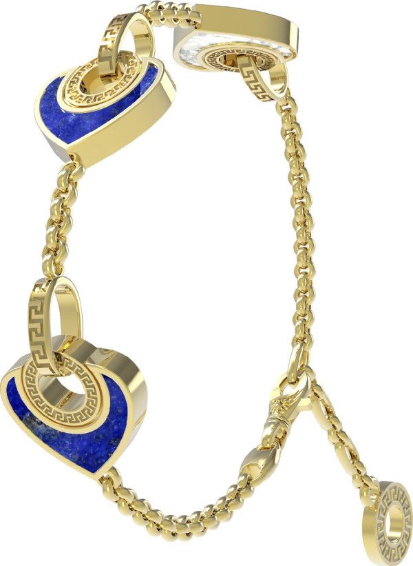 Браслет из лимонного золота c лазуритом и перламутром