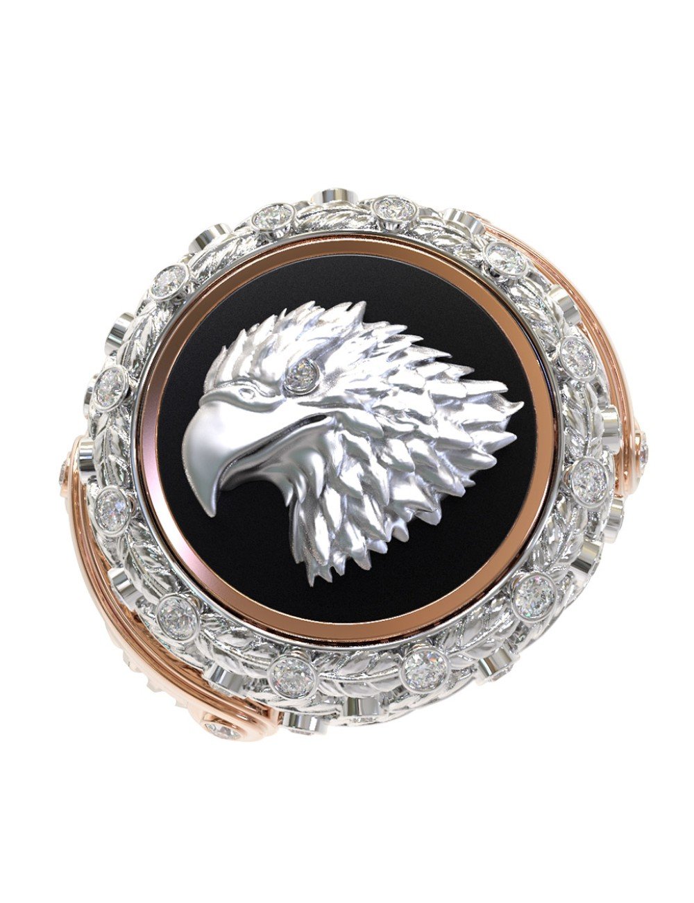 Кольцо из золота c бриллиантами и ониксом