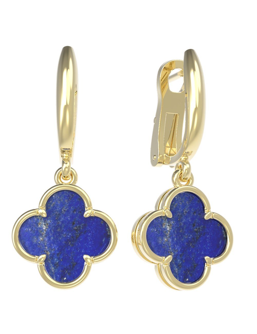 Серьги из лимонного золота c лазуритом