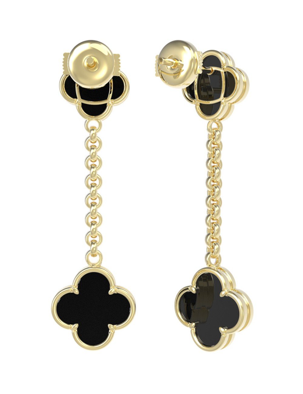 Серьги из лимонного золота c ониксом