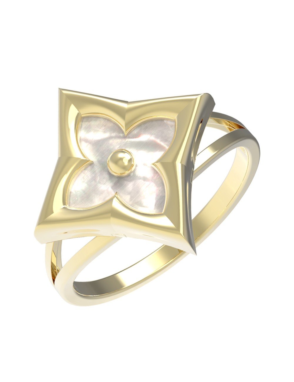 Кольцо из лимонного золота c перламутром