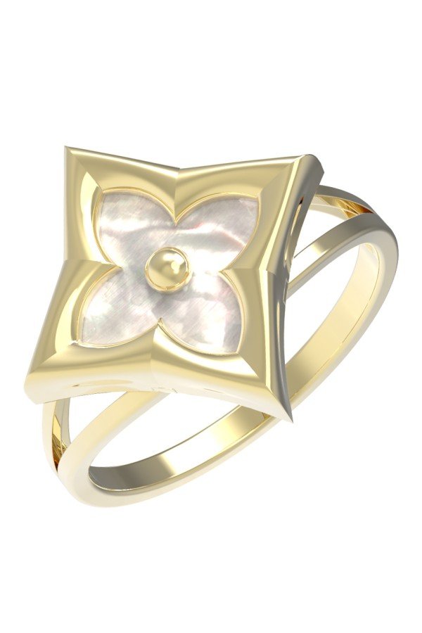 Кольцо из лимонного золота c перламутром