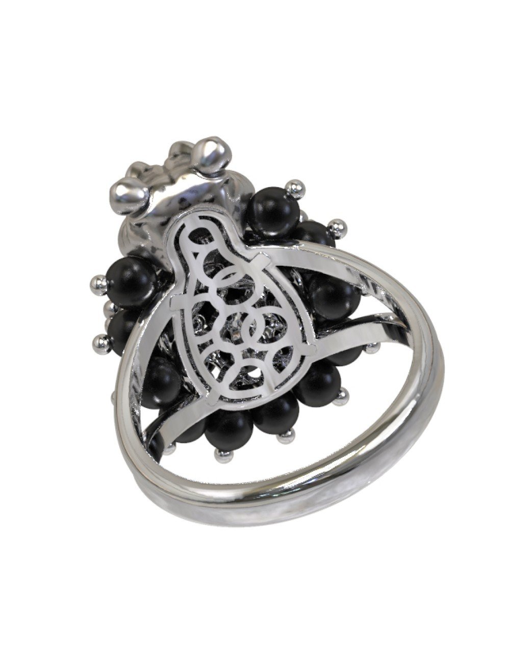 Кольцо из белого золота c эмалью и ониксом