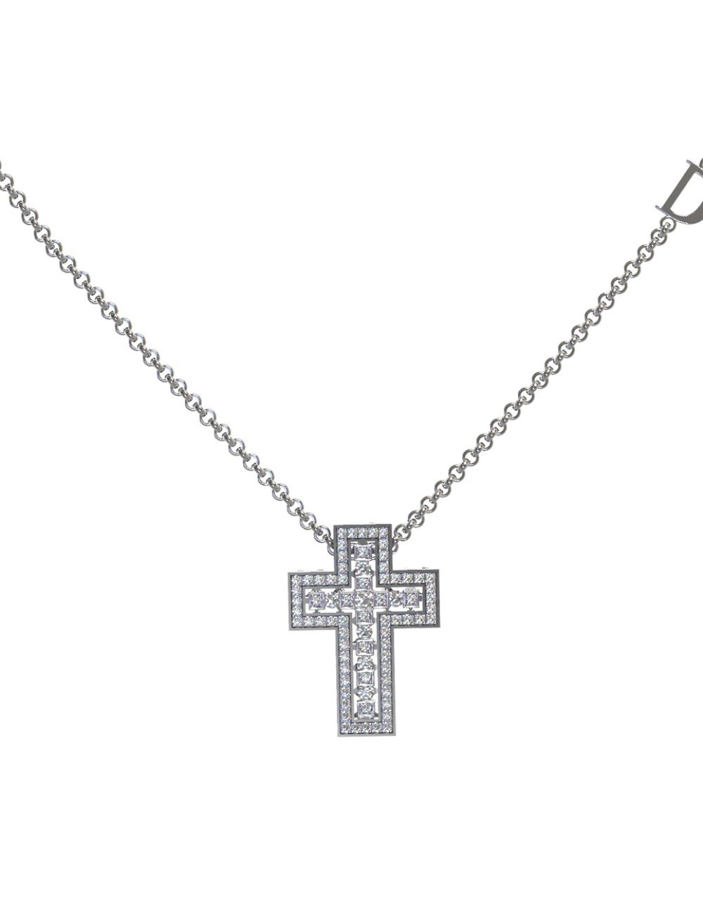 Крест из белого золота c бриллиантами