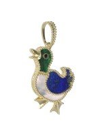 Подвеска из лимонного золота c эмалью, лазуритом, малахитом и перламутром