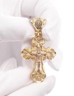 Крест из лимонного золота c бивнем мамонта