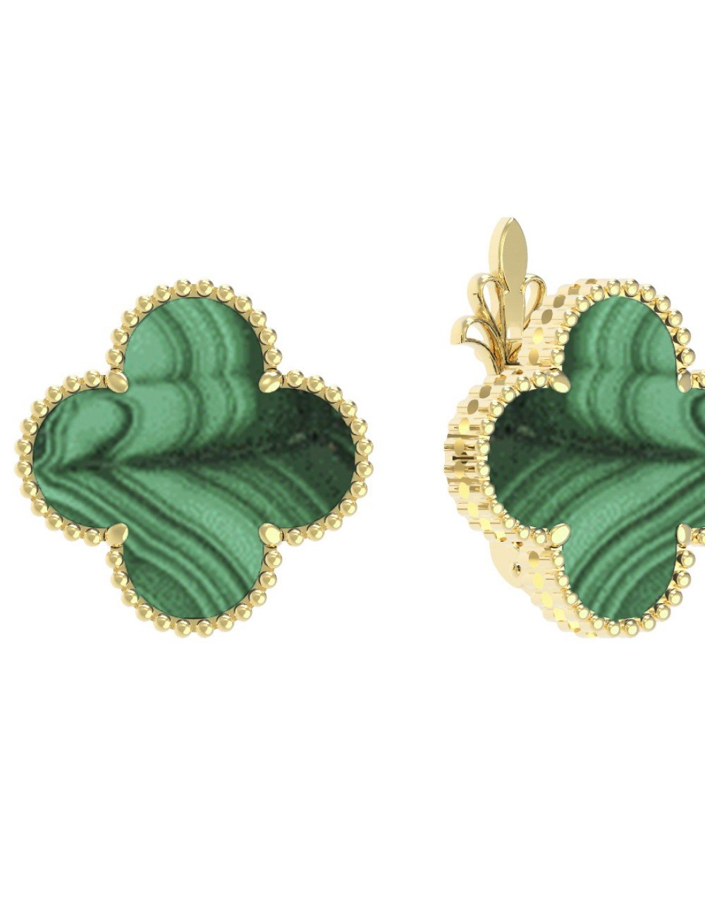 Серьги из лимонного золота c малахитом