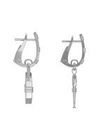 Серьги из белого золота c ониксом и перламутром