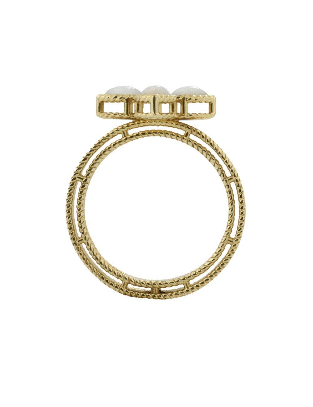 Кольцо из лимонного золота c бриллиантами и перламутром