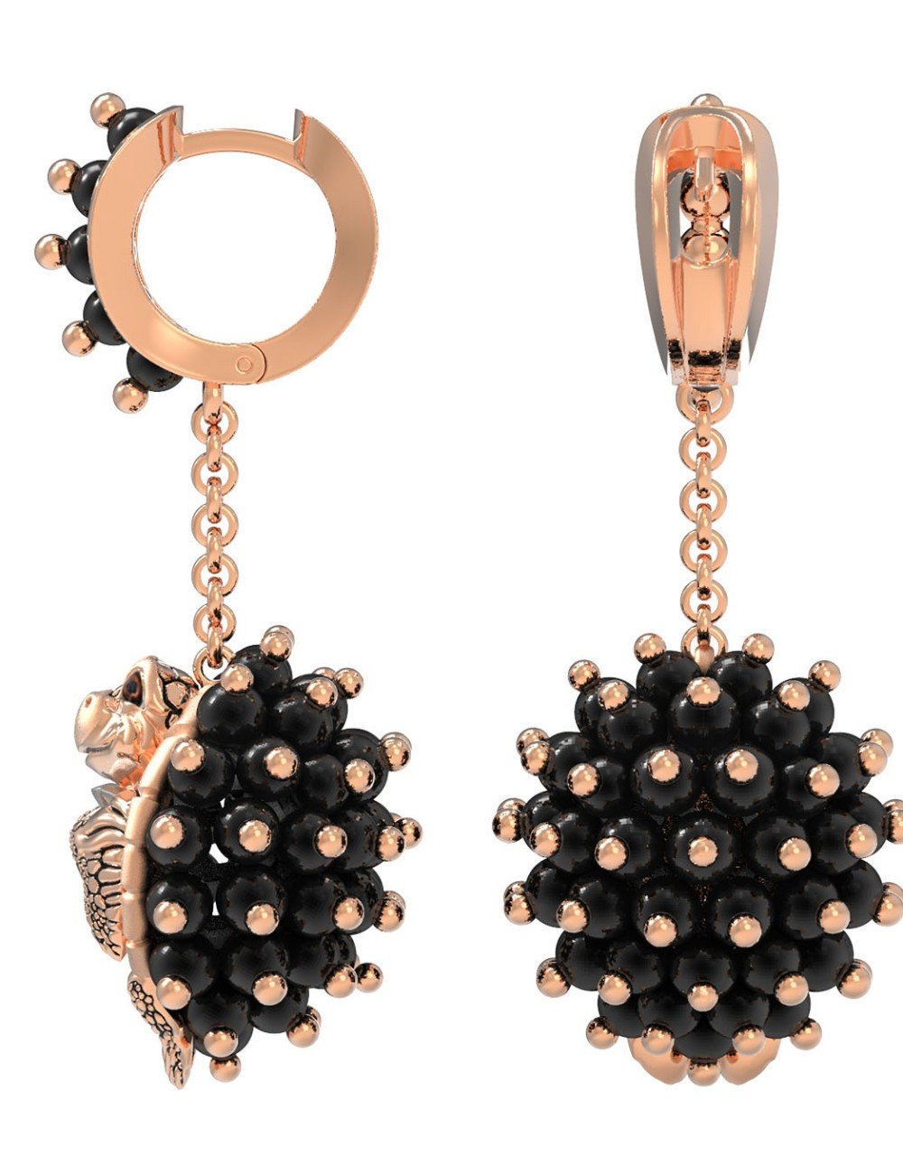 Серьги из золота c эмалью и ониксом