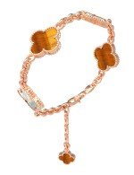 Браслет из золота c тигровым глазом и перламутром