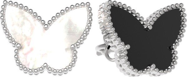 Серьги из белого золота c ониксом и перламутром