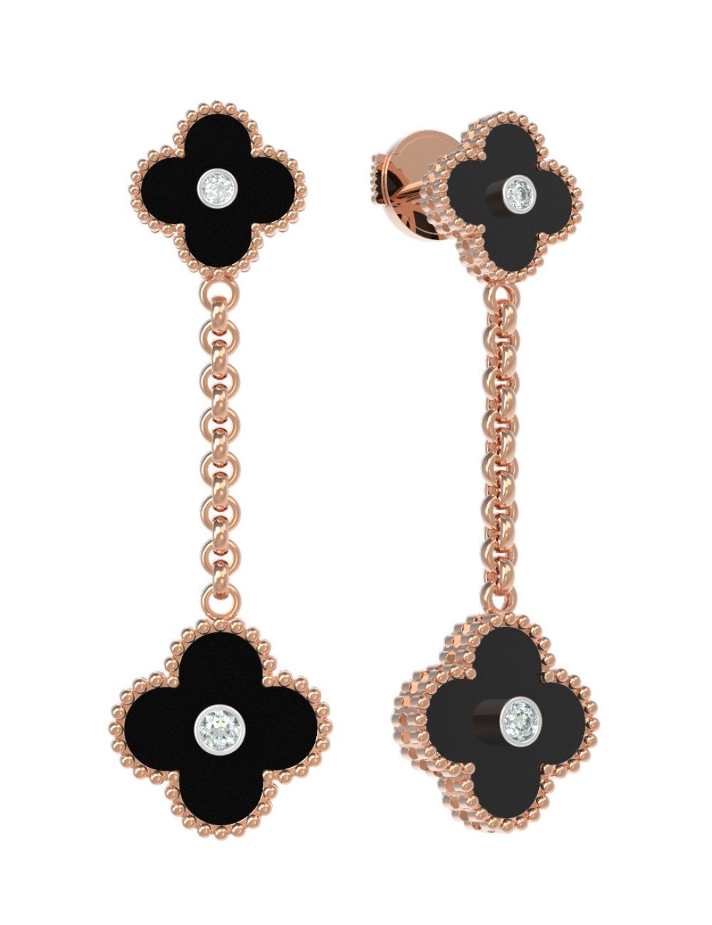 Серьги из золота c бриллиантами и ониксом