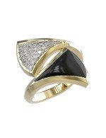 Кольцо из лимонного золота c бриллиантами и ониксом