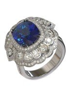 Кольцо из белого золота c бриллиантами и сапфиром