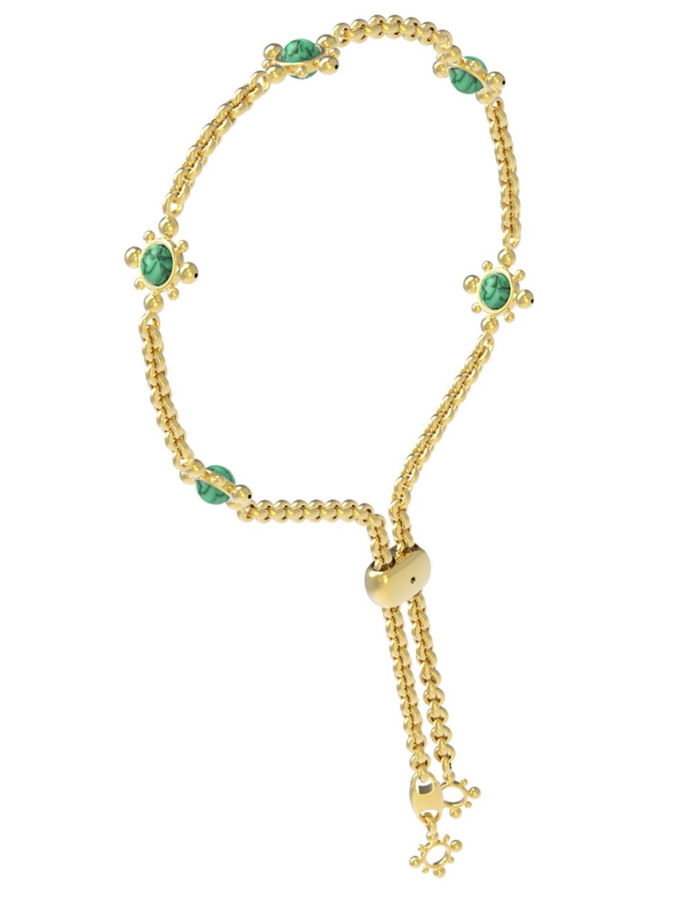 Браслет из лимонного золота c малахитом