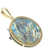 Подвеска из лимонного золота c бирюзой, аметистом и эмалью