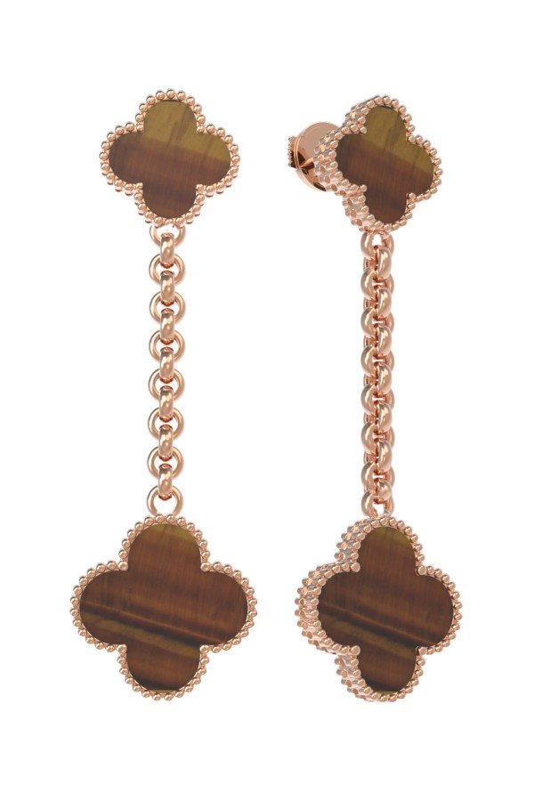 Серьги из золота c тигровым глазом