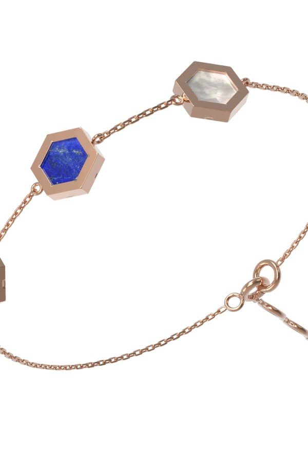 Браслет из золота c лазуритом и перламутром