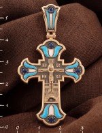 Крест из золота c эмалью и сапфиром