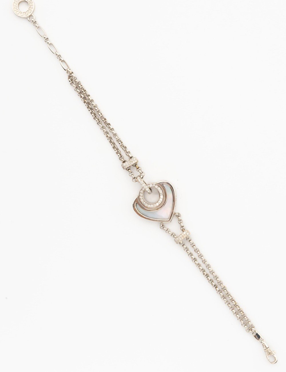 Браслет из белого золота c бриллиантами, ониксом и перламутром