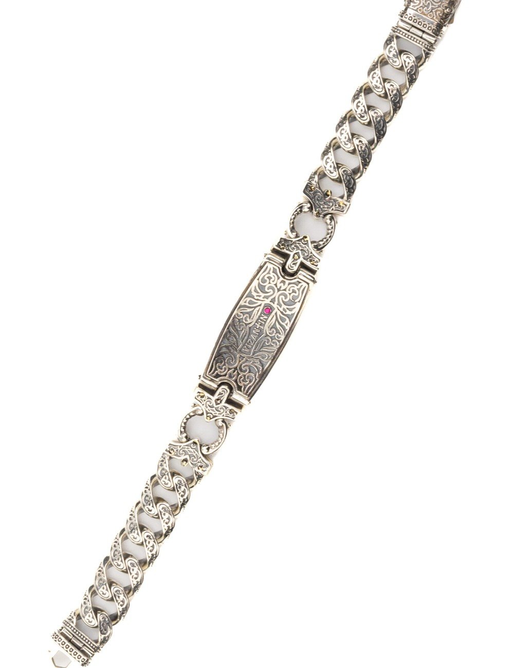 Браслет из серебра и золота c рубином