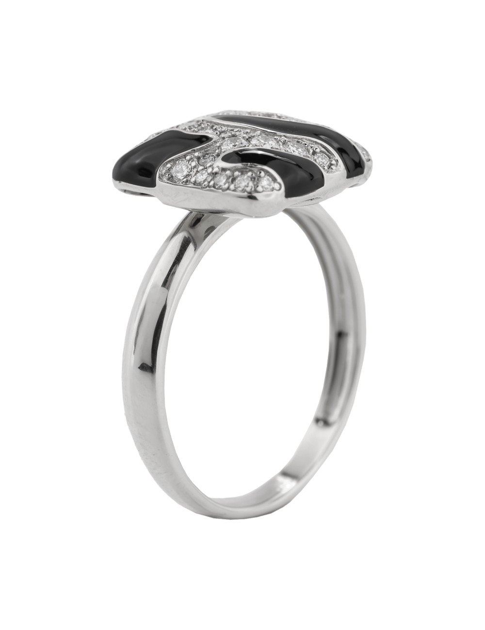 Кольцо из белого золота c эмалью и бриллиантами