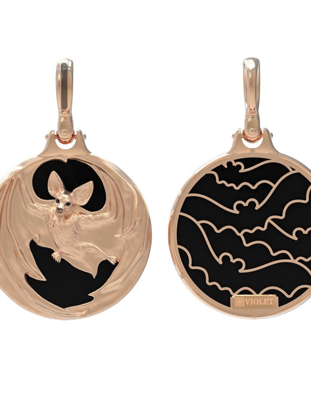 Подвеска из золота c эмалью и ониксом