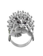 Кольцо из белого золота c эмалью и жемчугом