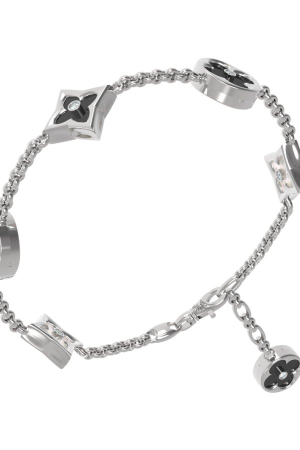 Браслет из белого золота c бриллиантами, ониксом и перламутром