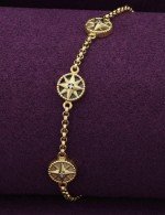 Браслет из лимонного золота c бриллиантами, лазуритом и перламутром