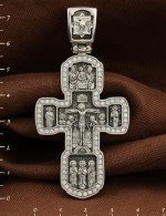 Крест из белого золота c бриллиантами