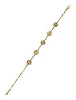 Браслет из лимонного золота c бриллиантами, лазуритом и перламутром