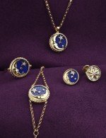 Колье из лимонного золота c бриллиантами, лазуритом и перламутром