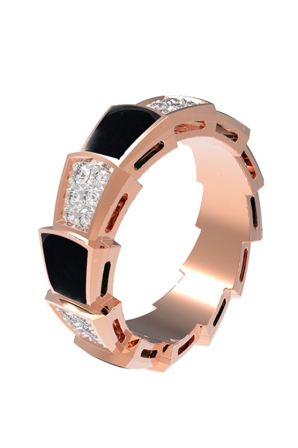 Кольцо из золота c бриллиантами и ониксом