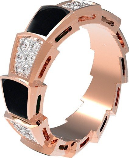 Кольцо из золота c бриллиантами и ониксом