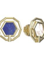 Серьги из лимонного золота c лазуритом и перламутром