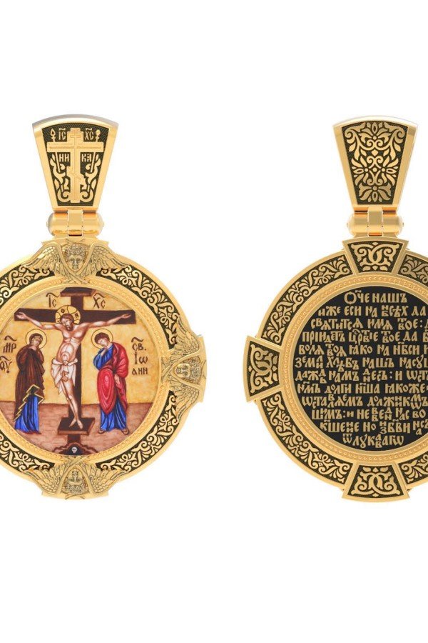 Образок из лимонного золота c эмалью и иконописью