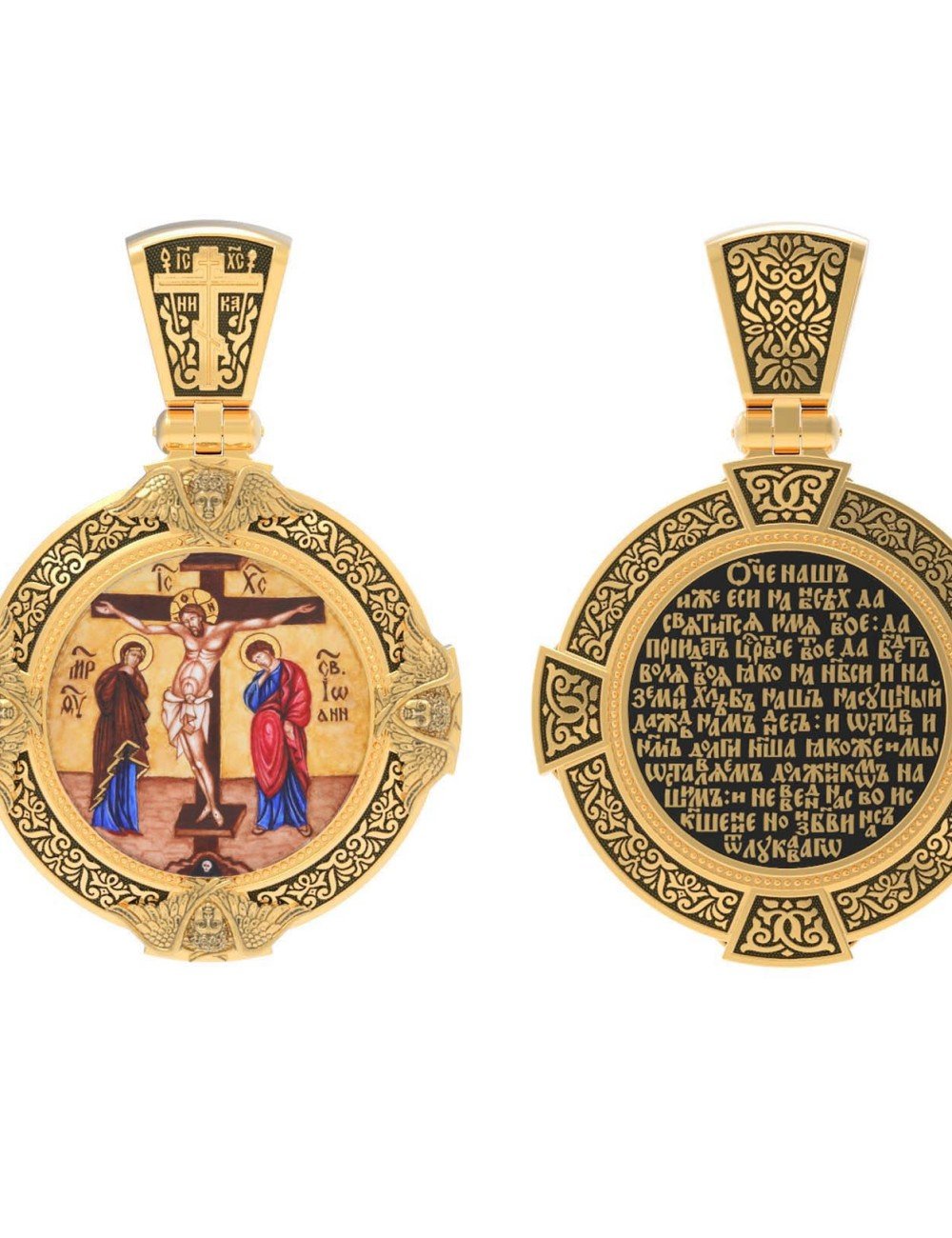 Образок из лимонного золота c эмалью и иконописью