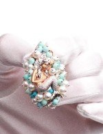 Подвеска из золота c жемчугом и бирюзой