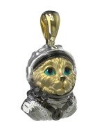 Подвеска из лимонного золота c эмалью, бриллиантами и рубином