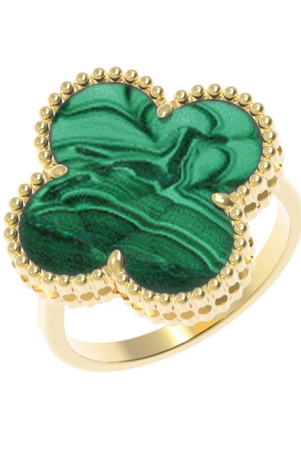 Кольцо из лимонного золота c малахитом