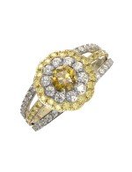 Кольцо из лимонного золота c бриллиантами и сапфиром