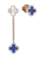 Серьги из золота c бриллиантами, лазуритом и перламутром